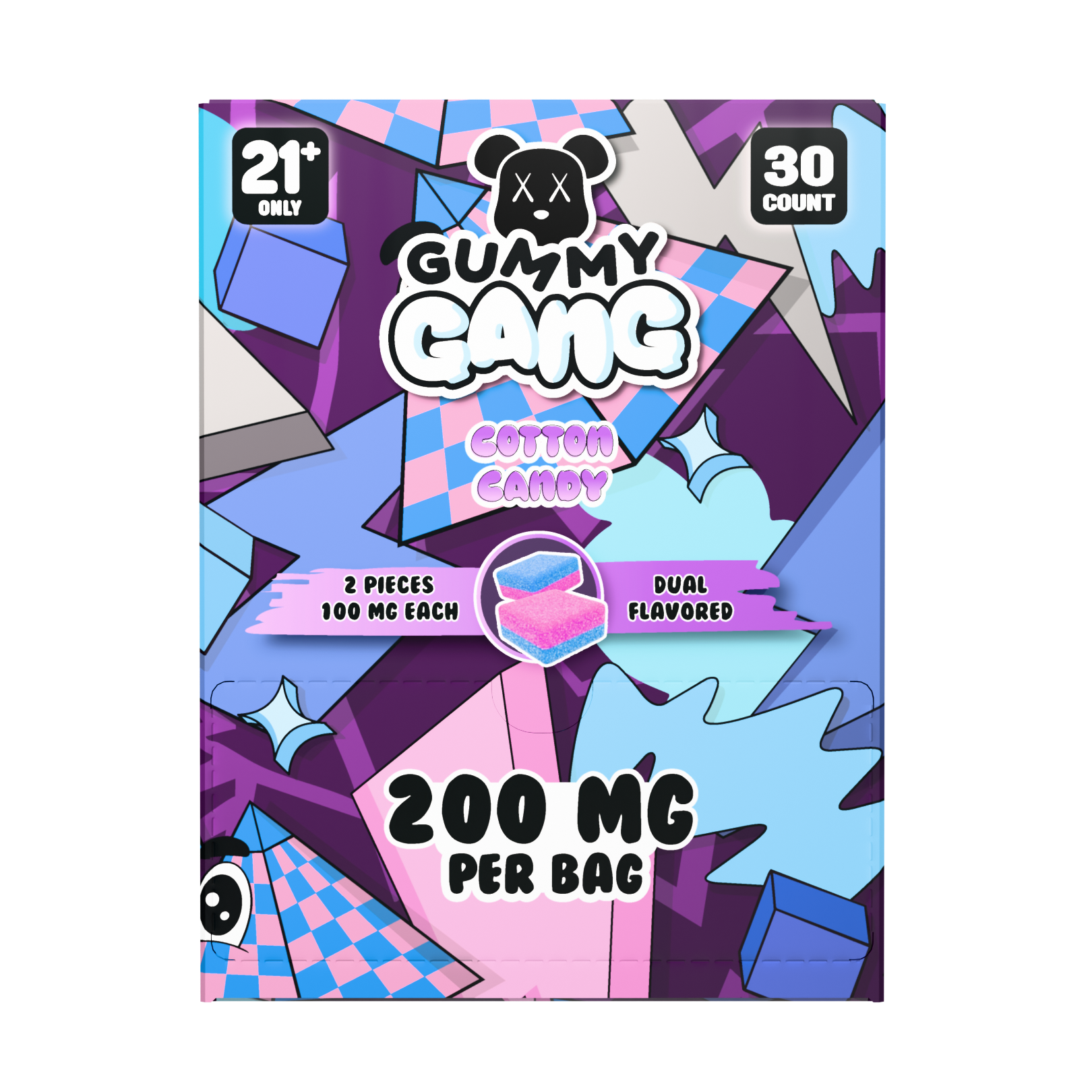 Gummy Gang Cotton Candy 2CT Gummy 30PCS Display image 2