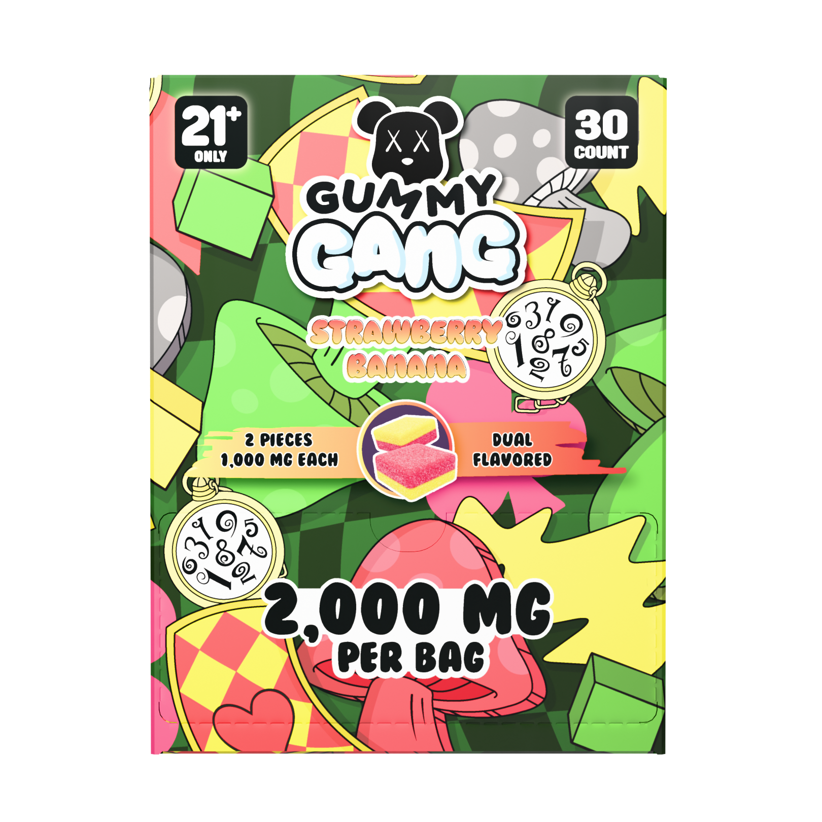 Gummy Gang Strawberry Banana 2CT Gummy 30PCS Display image 2