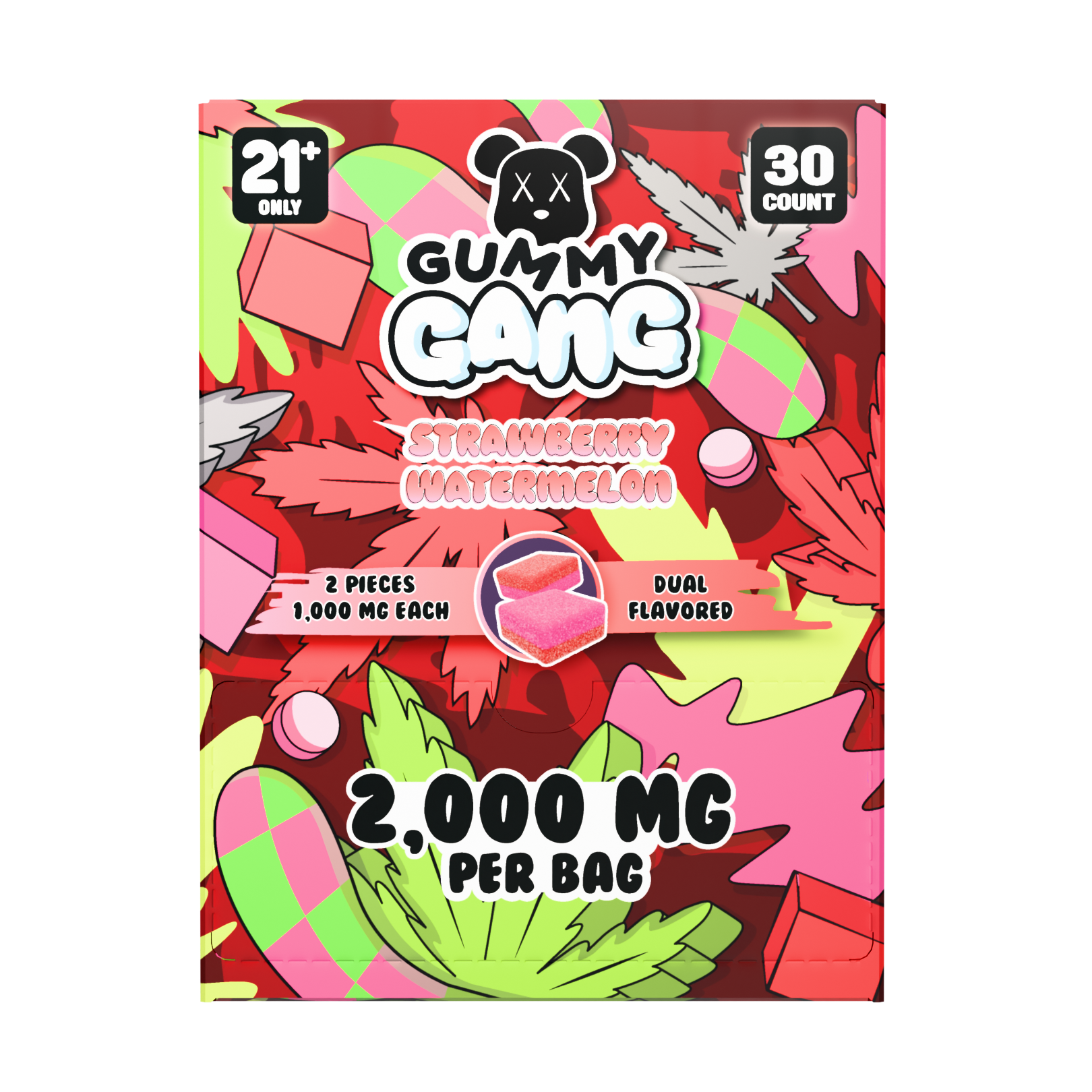 Gummy Gang Strawberry Watermelon 2CT Gummy 30PCS Display
